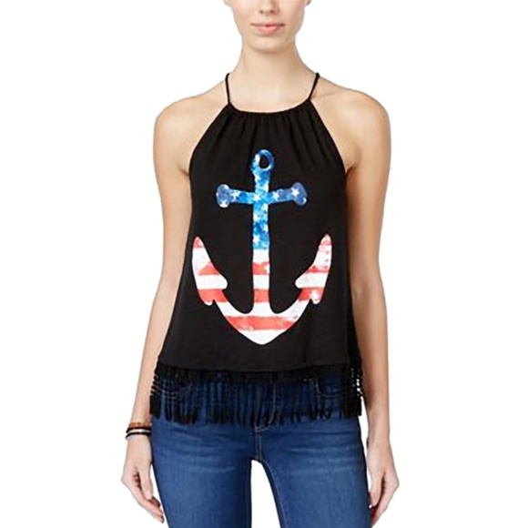 Belle Du Jour Tops - ⭐HP⭐NWT BELLE DU JOUR Black Anchor Top - Size M